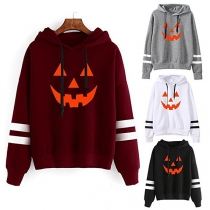 Cute Pumpkin Printed Long Sleeve Casual Hoodie