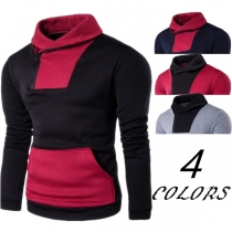 Fashion Contrast Color Long Sleeve Slim Fit Men's Sweatshirt