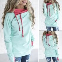 Fashion Contrast Color Long Sleeve Casual Hoodie