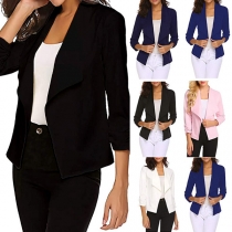 Elegant Solid Color Long Sleeve Lapel Slim Fit Blazer