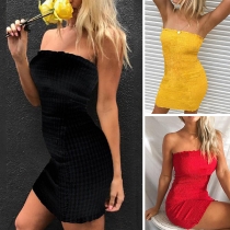 Sexy Strapless Solid Color Slim Fit Dress