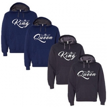 Fashion Letters Printed Long Sleeve Couple Hoodie 