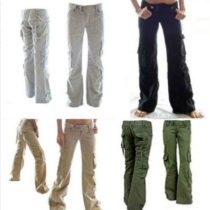 Fashion Solid Color Low-waist Relaxed-fit Casual Pants