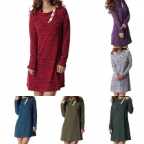 Chic Style Long Sleeve Lapel Loose Dress