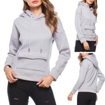 Fashion Solid Color Long Sleeve Casual Hoodie 