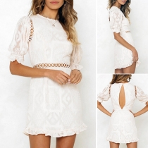 Sexy Backless Short Sleeve Round Neck Slim Fit Dress