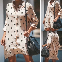 Fashion Polka Dot Long Sleeve Skirt Dress