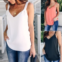 Sexy V-neck Solid Color Cami Top