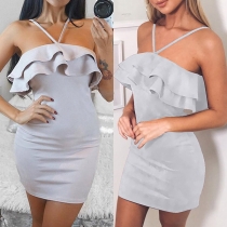 Sexy Backless Slim Fit Ruffle Sling Dress