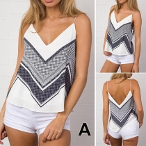 Sexy V-neck Backless Floral Print Cami Top