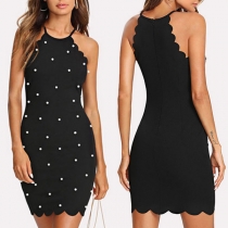 Sexy Backless Beaded Slim Fit Sling Dress