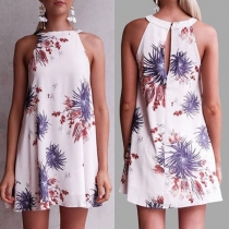 Fashion Sleeveless Round Neck Printed Dress