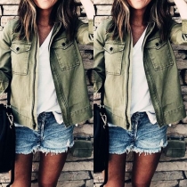 Fashion Solid Color Long Sleeve Coat