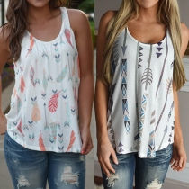 Fashion Round Neck Printed Tank Top