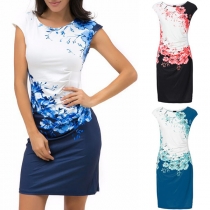 Fashion Sleeveless Round Neck Slim Fit Printed Dress