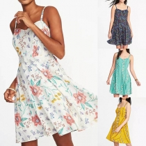 Fresh Style Backless Printed Sling Dress