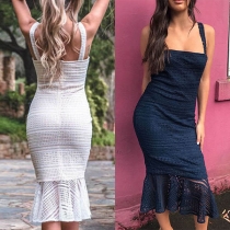 Sexy Backless Fishtail Hem Slim Fit Sling Lace Dress