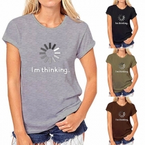 Fashion Letters Printed Short Sleeve Round Neck T-shirt 