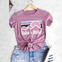 Casual Style Short Sleeve Round Neck Printed T-shirt
