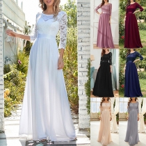 Sexy Lace Spliced Half Sleeve Round Neck Party Dress