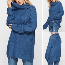 Fashion Solid Color Long Sleeve Turtleneck Loose Sweater