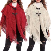 Retro Stil Kapüşonlu Pelerin Üstü
