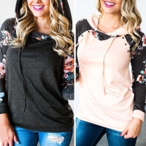 Fashion Printed Spliced Long Sleeve Casual Hoodie