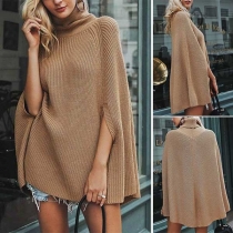 Fashion Solid Color Turtleneck Cloak-style Sweater