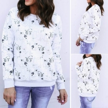 Fashion Long Sleeve Round Neck Cartoon Printed Sweatshirt 