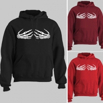 Chic Style Skeleton Hands Printed Long Sleeve Hoodie