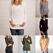 Fashion Solid Color Long Sleeve Slim Fit Hoodie