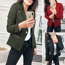 Fashion Contrast Color Long Sleeve Slim Fit Blazer 