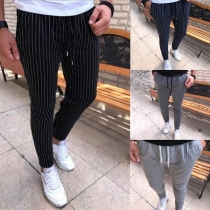Fashion Drawstring Waist Men's Striped Casual Pants 
