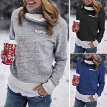 Fashion Contrast Color Long Sleeve Oblique Thick Hooded Sweatshirt