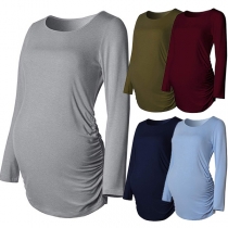 Fashion Long Sleeve Round Neck Maternity T-shirt