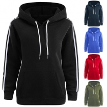 Fashion Striped Spliced Long Sleeve Casual Hoodie 