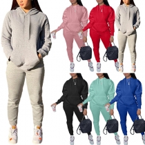 Fashion Contrast Color Long Sleeve Casual Sports Suit