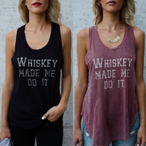 Fashion Letters Printed Loose Tank Top 
