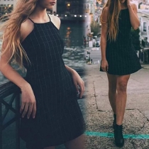 Sexy Backless Slim Fit Sling Plaid Dress