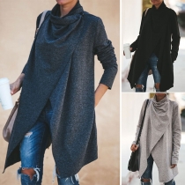 Fashion Solid Color Long Sleeve Lapel Cardigan