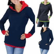 Fashion Printed Spliced Long Sleeve Breastfeeding Sweatshirt