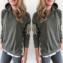 Fashion Contrast Color Long Sleeve Casual Hoodie 