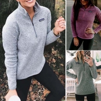 Fashion Long Sleeve Stand Collar Casual Sweatshirt