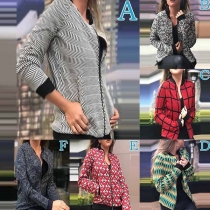 Fashion Long Sleeve Stand Collar Printed Jacket 