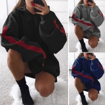 Fashion Contrast Color Long Sleeve Kangeroos's Pocket Hooded Sweatshirt