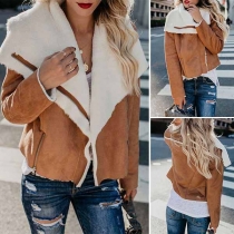 Fashion Contrast Color Long Sleeve Lapel Jacket