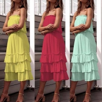 Sexy Strapless Crop Top + High Waist Skirt Two-piece Set