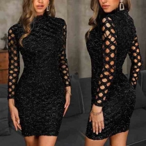 Sexy Hollow Out Long Sleeve Slim Fit Dress
