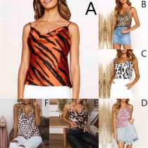 Sexy Backless V-neck Printed Cami Top