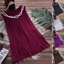 Fashion Solid Color Sleeveless Round Neck Loose Top